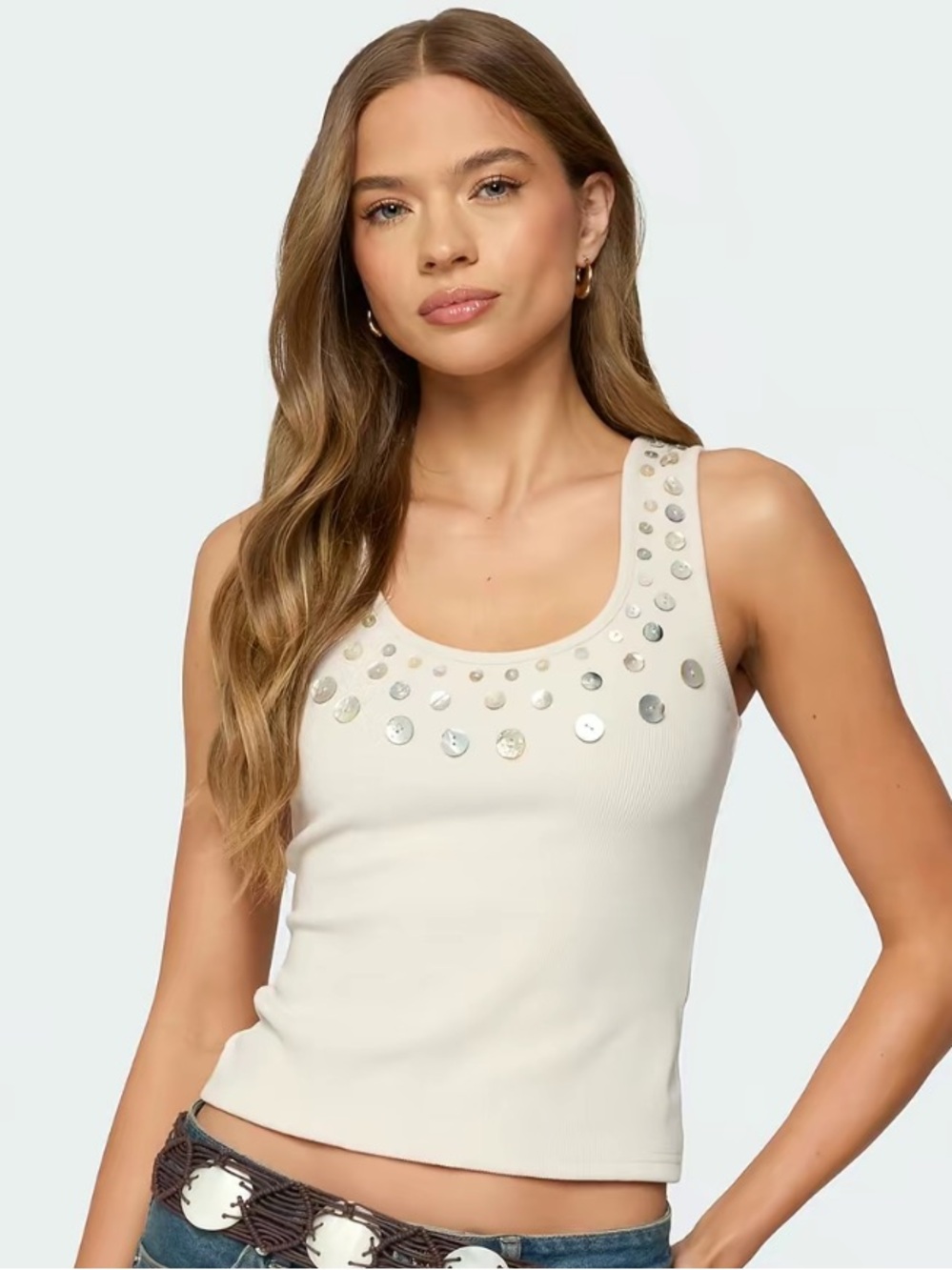 Edikted Beach Babe shell Scoop tank